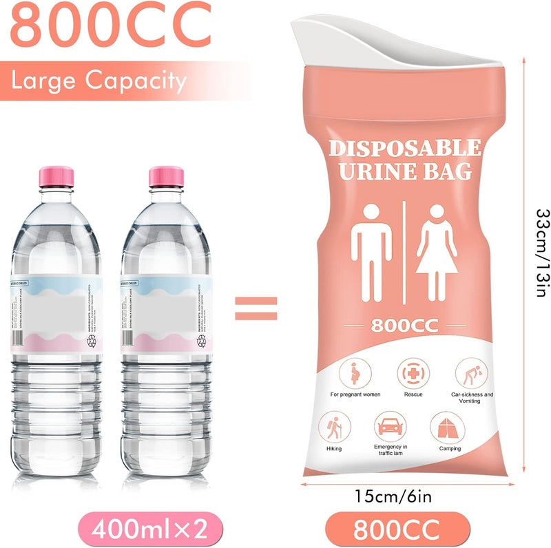 DIBBATU Disposable Urine Bag, 12/24 PCS Pee Bags for Travel for Women/Men, 800ML Emergency Portable Urinal Bag and Vomit Bags, Unisex Urinal Bag for Camping, Traffic Jams, Pregnant, Patient - Image 3